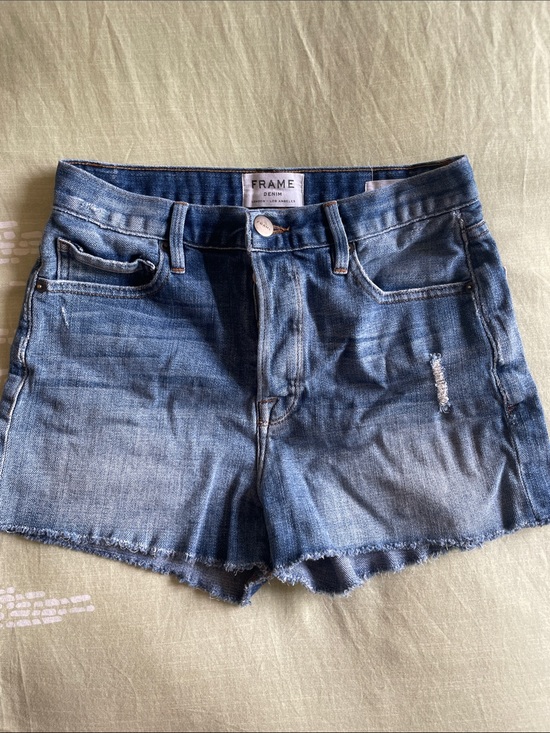 Frame Denim Pants - Frame Le Original Denim Button-fly Distressed Raw-Hem Jean Shorts